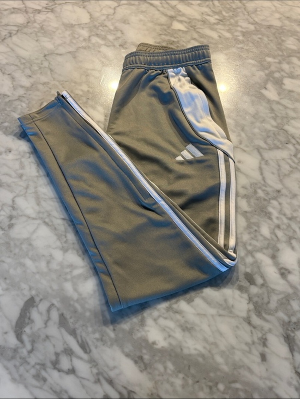 adidas men Gray tiro Joggers with White Stripe